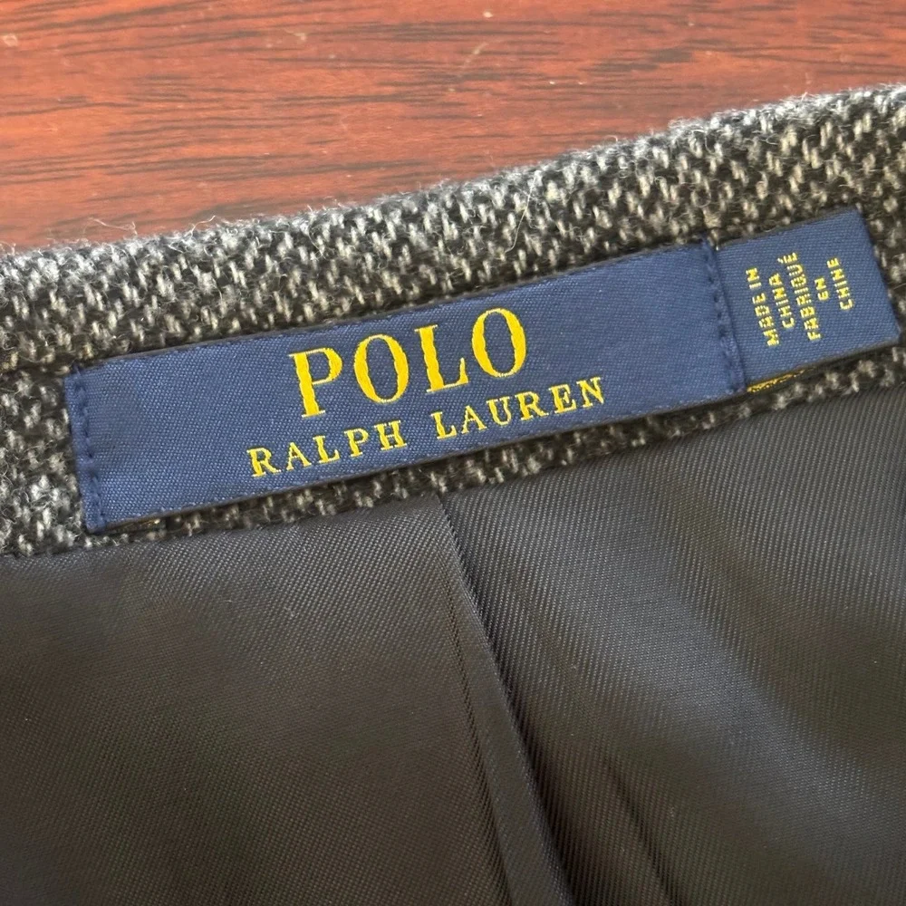 Polo Ralph Lauren Mens Tweed Herringbone Blazer 48L Grey Wool Blend Sport Coat